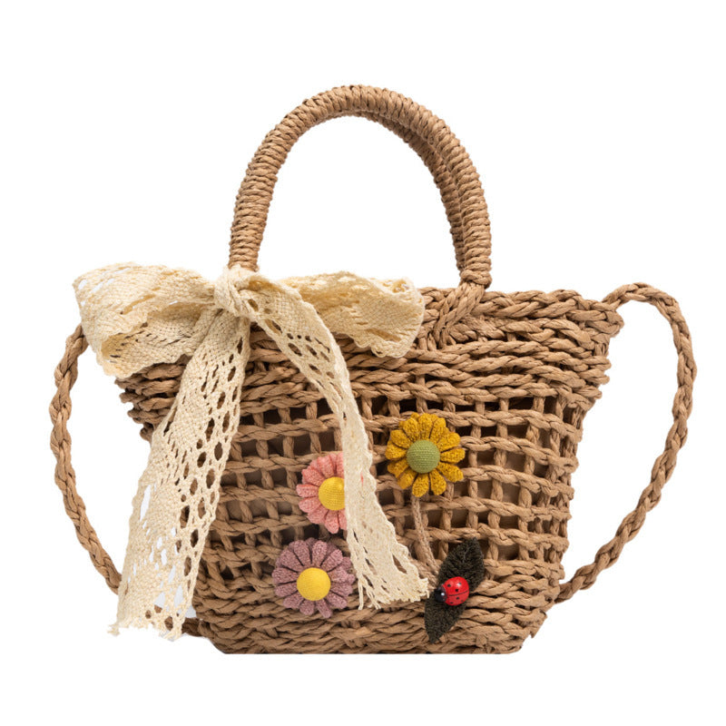 Playful basket bag with floral accents LoungeYard — product view 7