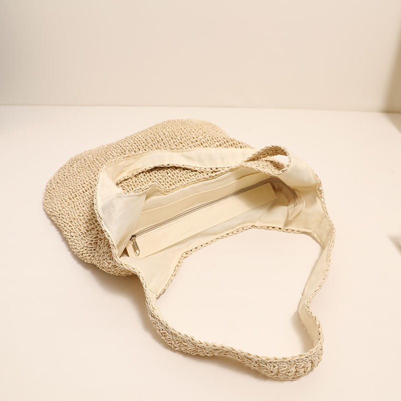 Spacious and Handcrafted Straw Tote Bag with Comfortable Shoulder Strap LoungeYard — product view 4