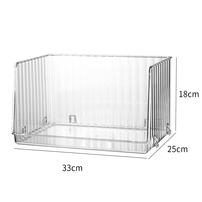 Open kitchen and refrigerator organizer with front opening and ribbed sides — product view 2