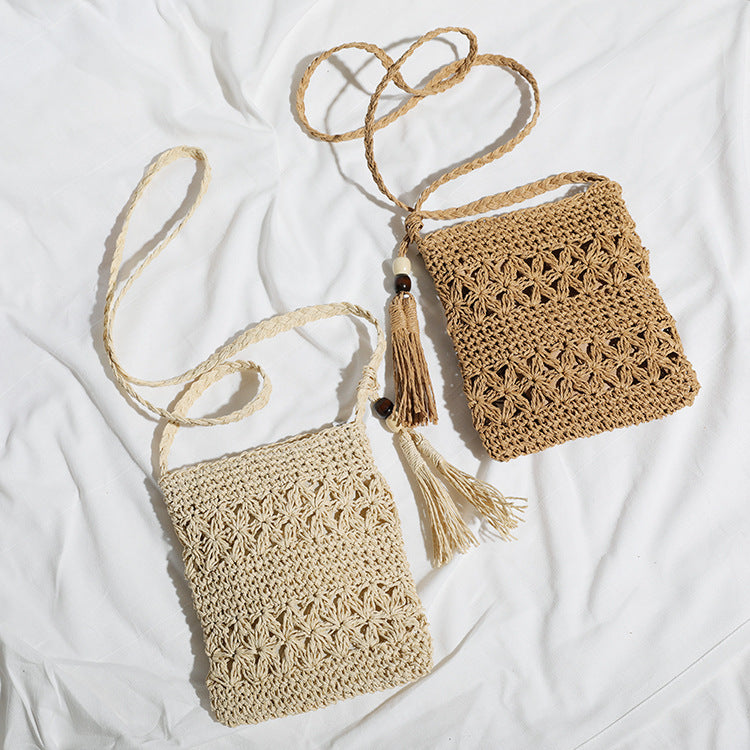 Handmade macrame shoulder bag with tassel detail LoungeYard — product view 4