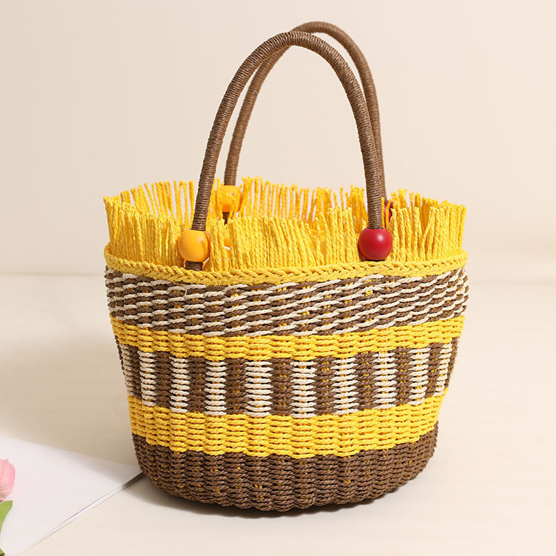 Stylish tote bag with colorful fringes LoungeYard — product view 6