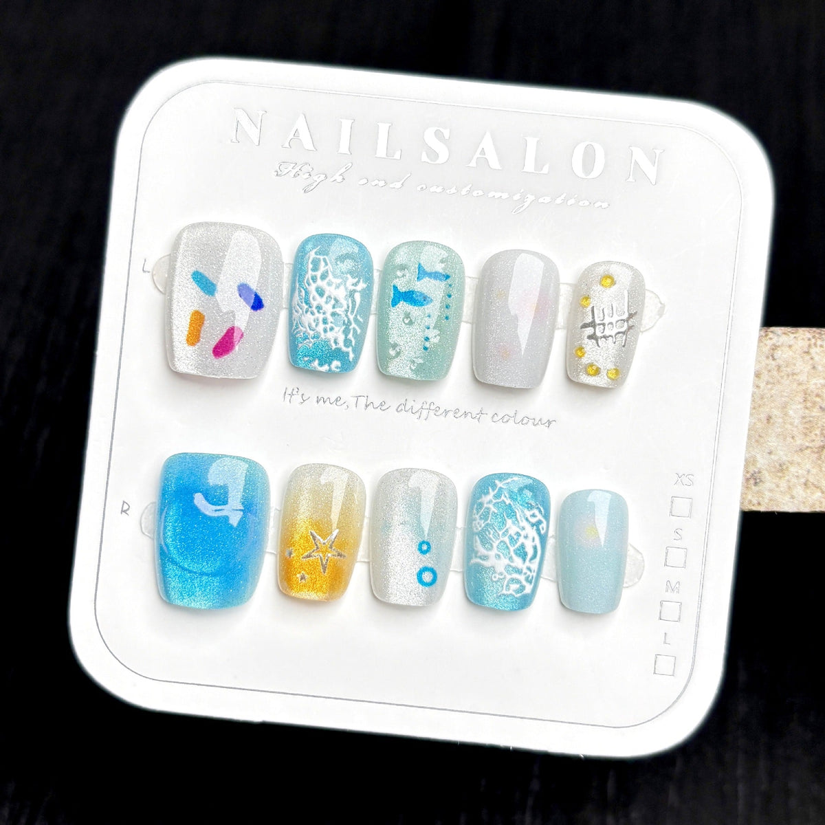 Decorative Press-On Nail Art Set with Oceanic Themes — product view 6