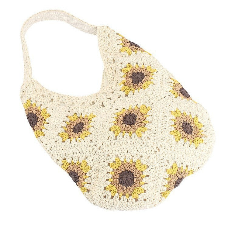 Handcrafted crochet bag with sunflower pattern LoungeYard — product view 1