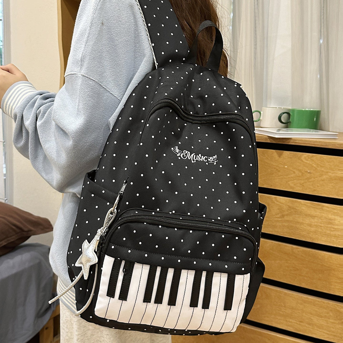 Musical-Themed Piano Key Backpack LoungeYard — product view 1