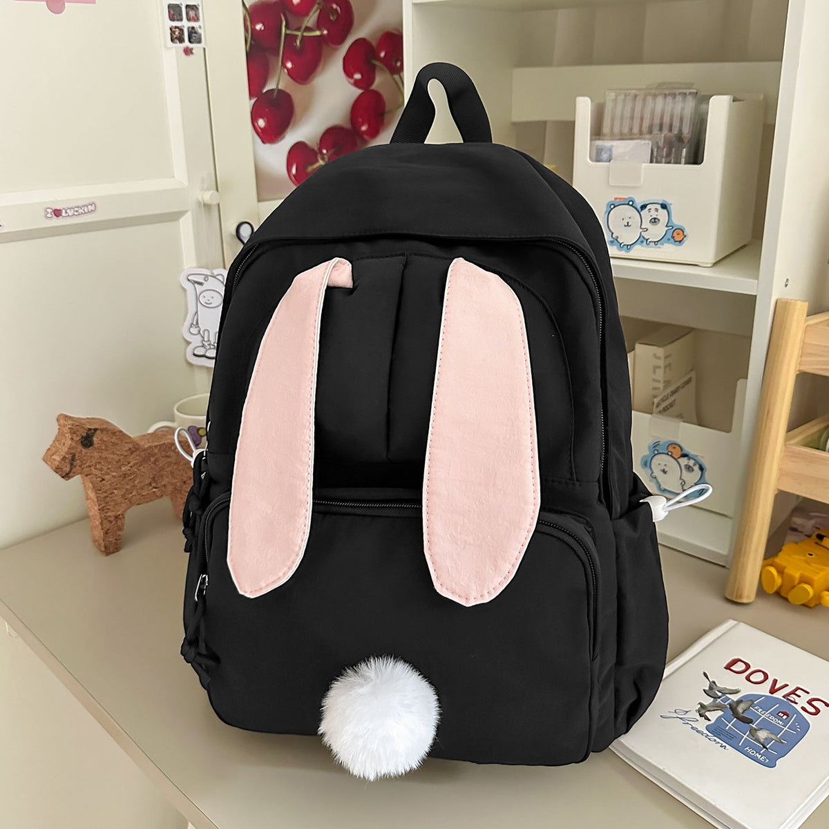 Cute Bunny-Ear School Backpack LoungeYard — product view 6