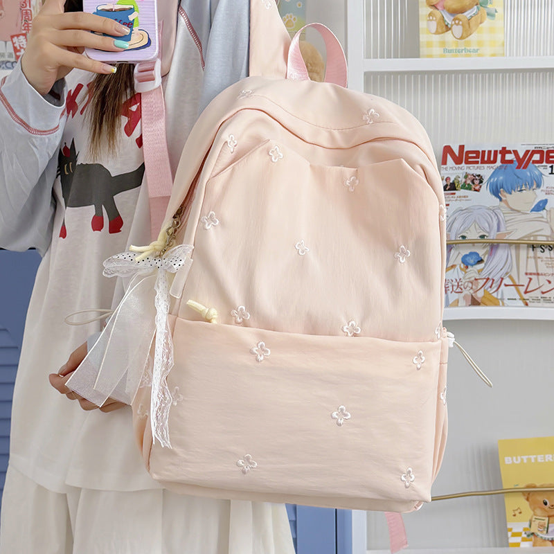 Floral Embroidered Casual Backpack LoungeYard — product view 3