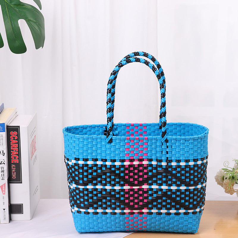 Handcrafted beach bag with colorful wave pattern LoungeYard — product view 6