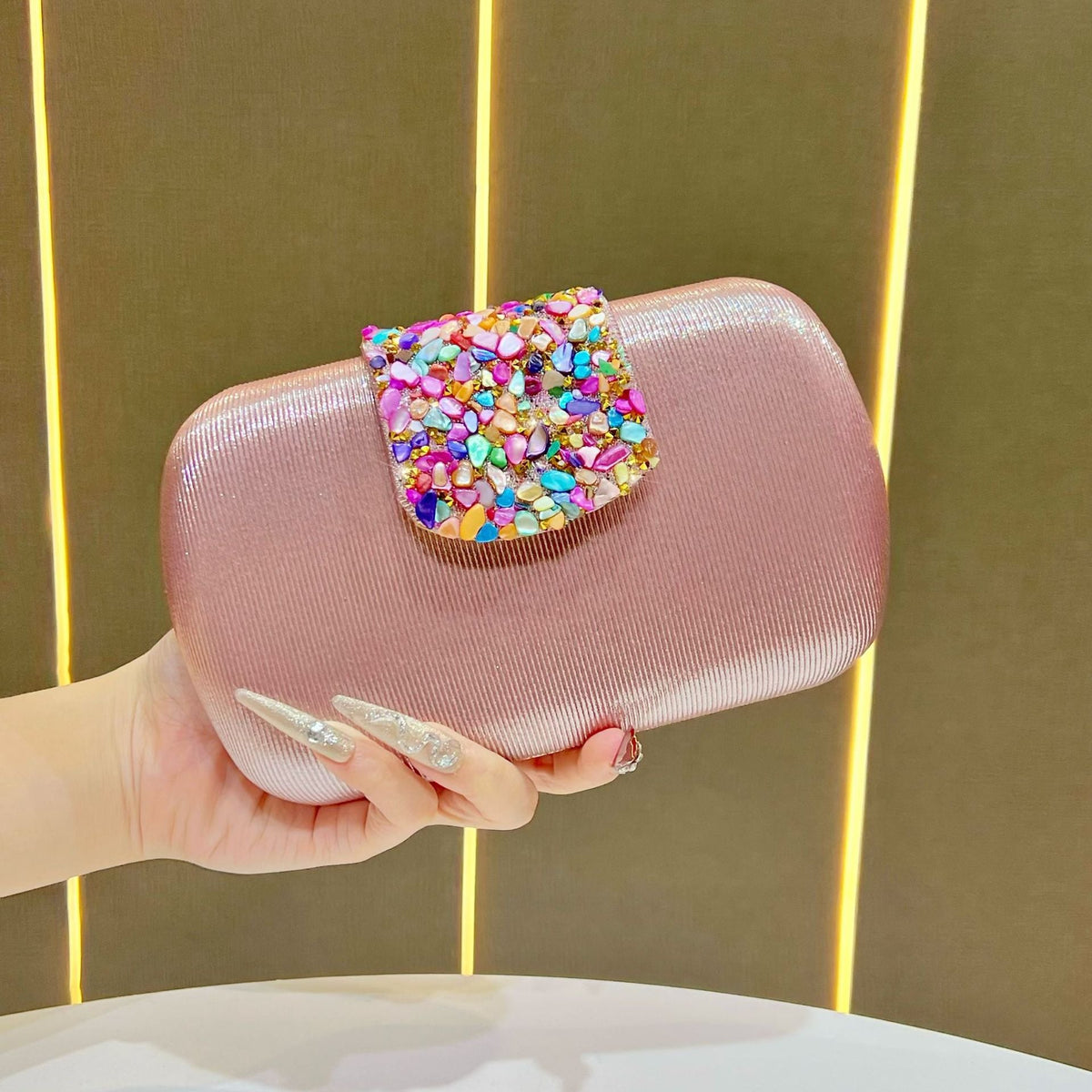 Rhinestone-Decorated Evening Clutch — product view 6