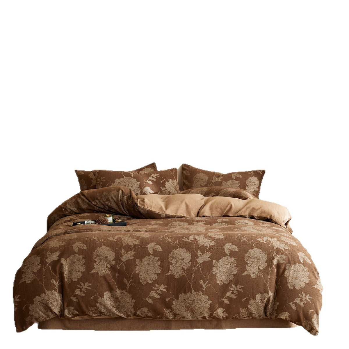 Bedding set in vintage floral pattern made of brushed cotton muslin with reversible function — product view 5