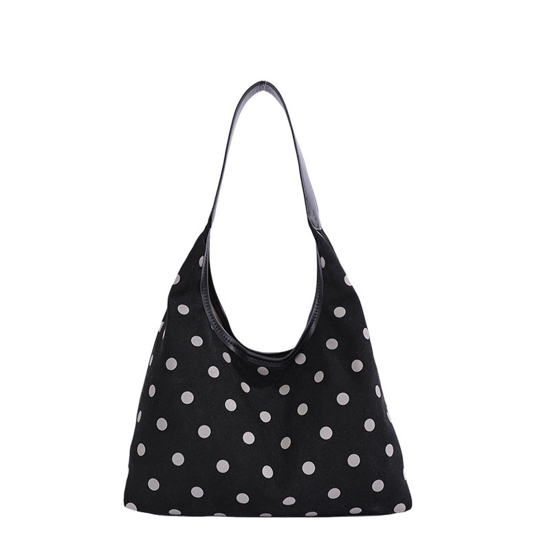 Polka Dot Suede Shopping Tote — product view 2