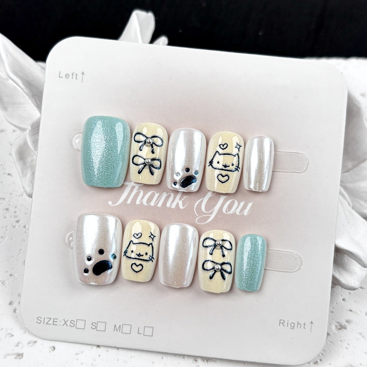 Creative Cat-Themed Press-On Nail Art Set — product view 5