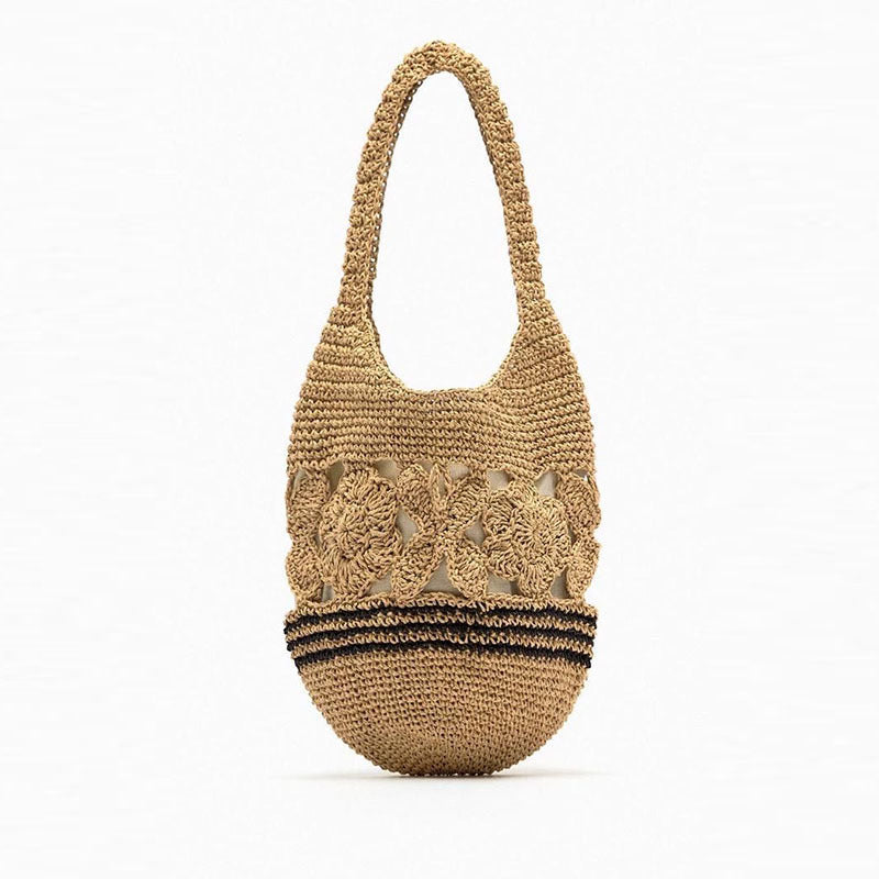 Crocheted Shoulder Bag with Floral Design LoungeYard — product view 6
