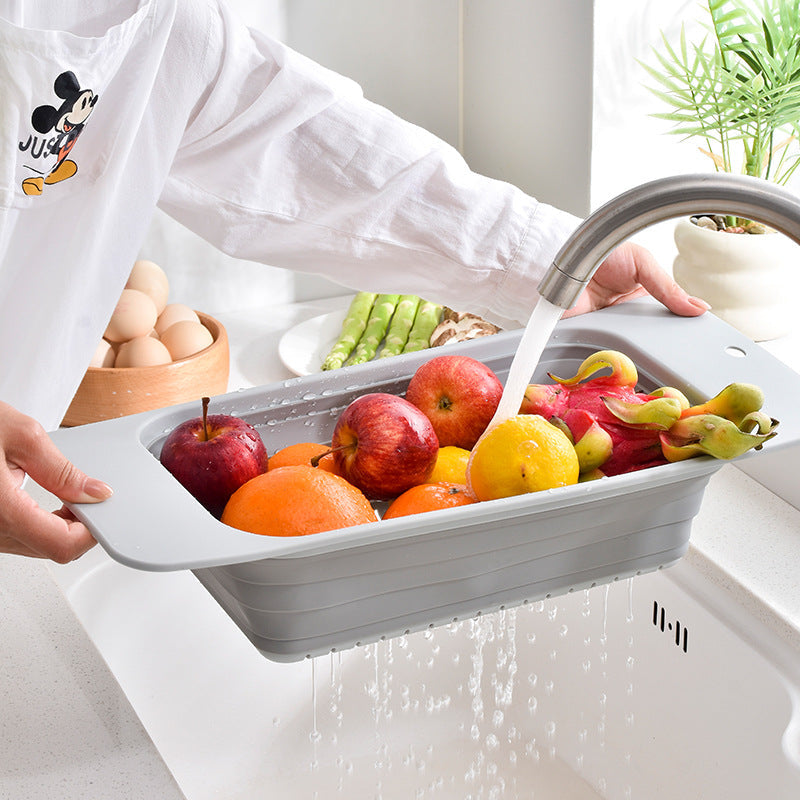 Foldable Silicone Draining Bowl with Strainer Insert and Handles — product view 1