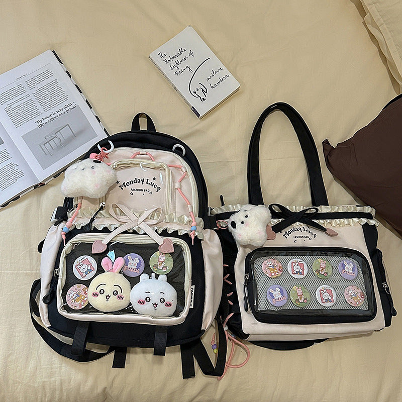 Fashionable leisure backpack with creative details and versatile compartments LoungeYard — product view 3