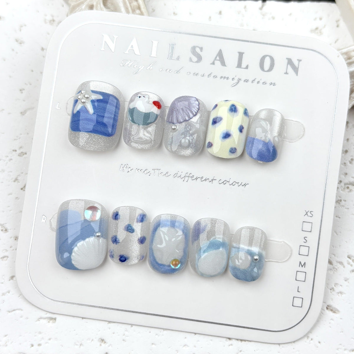 Artistic Ocean-Inspired Press-On Nail Set 1790745331 — product view 4