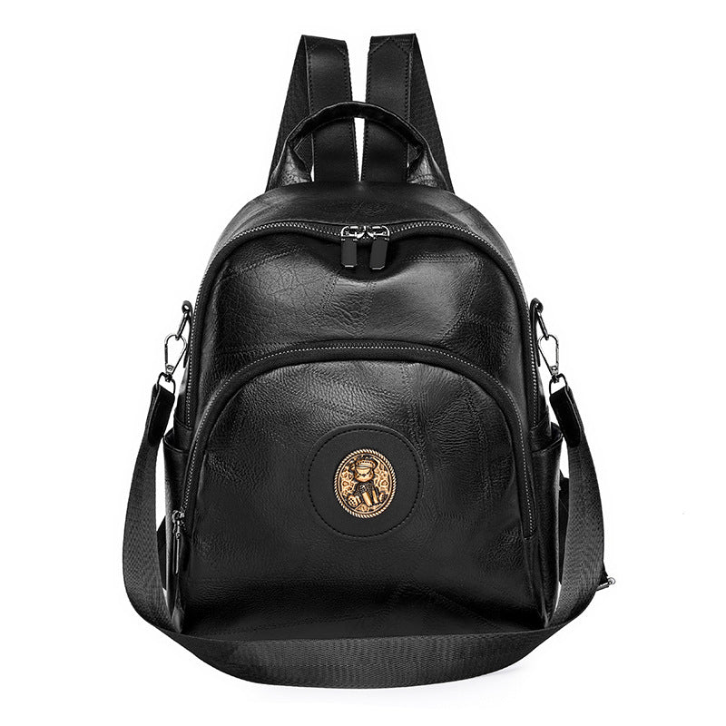 Vintage Style Leather Backpack — product view 2