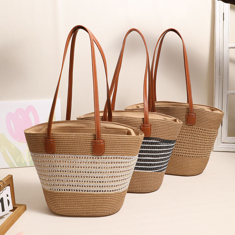 Elegant Bast bag with leather accents LoungeYard — product view 3