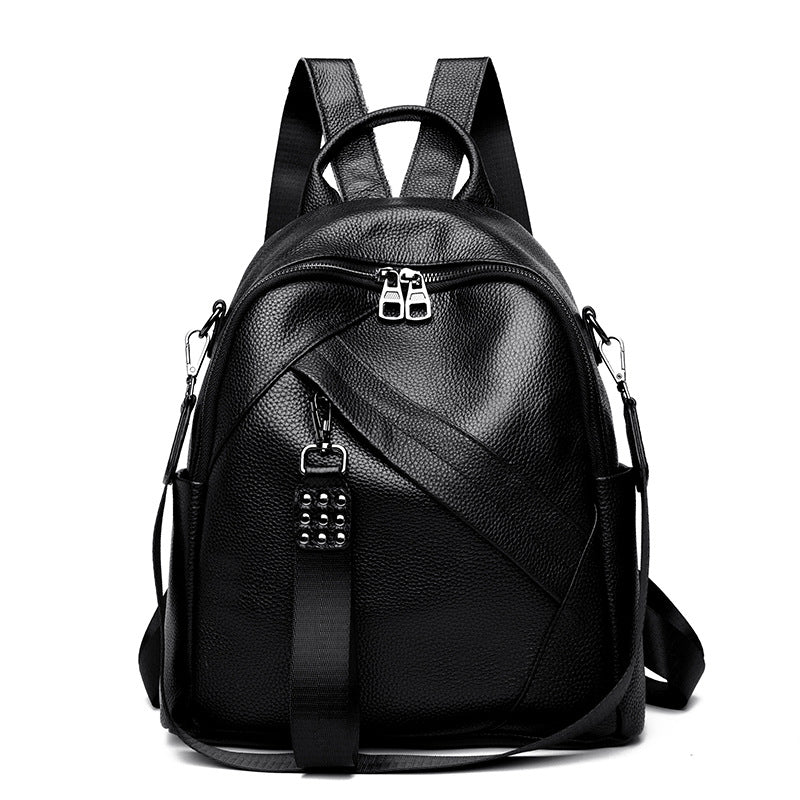 Vintage-Inspired Textured Leather Backpack LoungeYard — product view 6