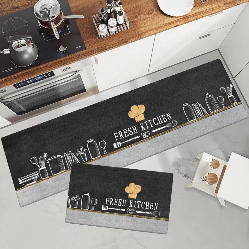Marble-Pattern Kitchen Runner Mat Set Bowlift — product view 1