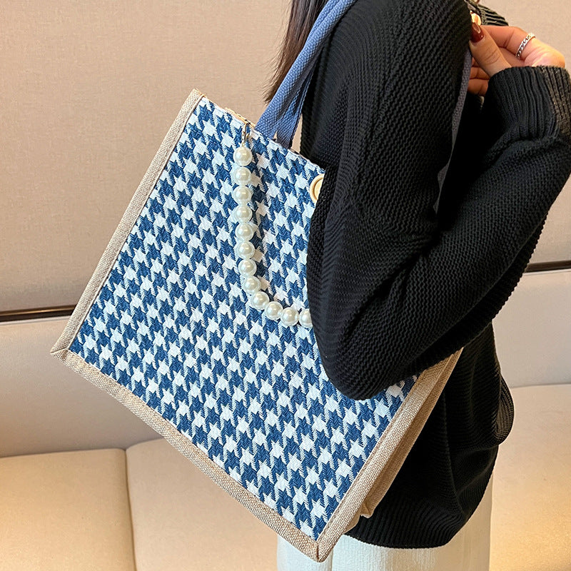 Houndstooth Patterned Tote Bag — product view 3
