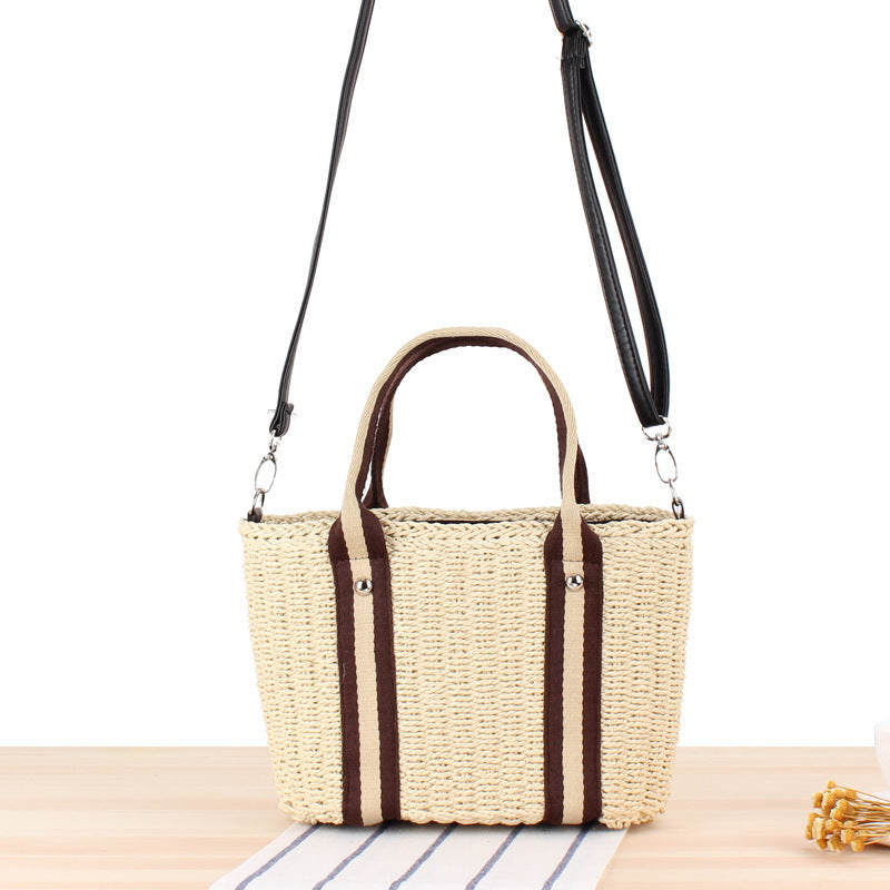 Handbag Made of Braided Natural Material with Removable Leather Strap LoungeYard — product view 5