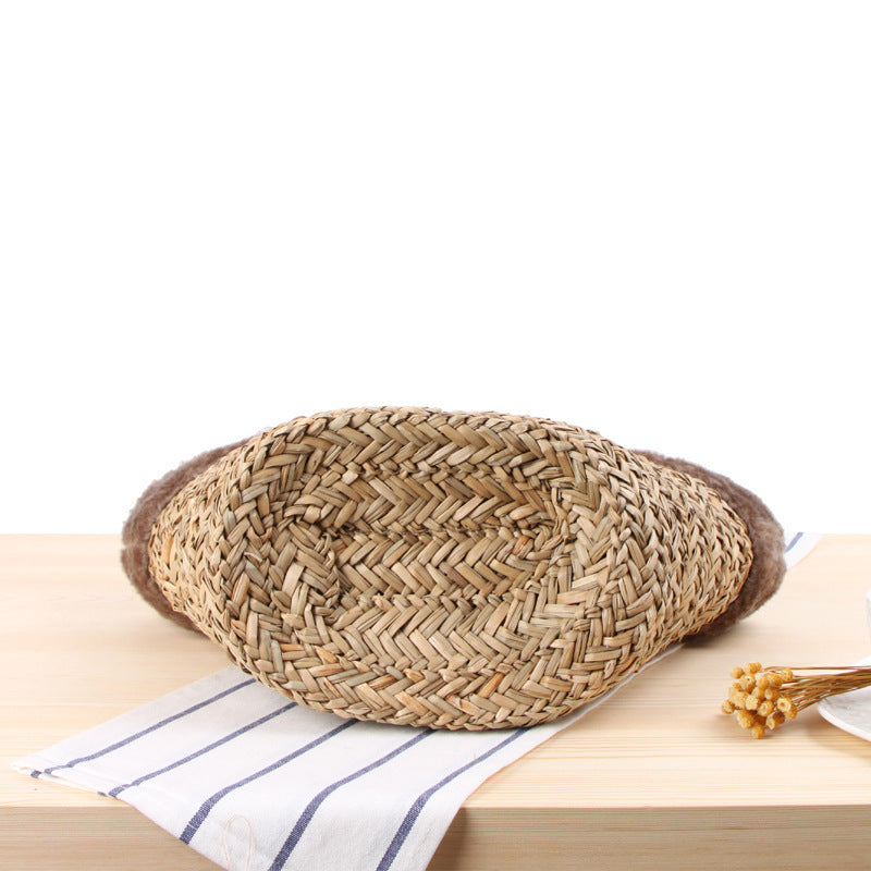 Braided handbag with luxurious faux fur trim LoungeYard — product view 5