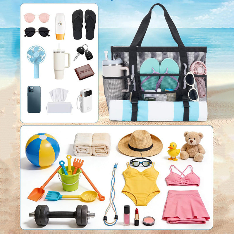 Multifunctional beach bag with mesh design LoungeYard — product view 3