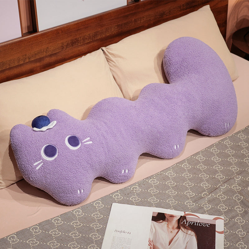 Extra-long plush neck support pillow in wavy cat shape — product view 6
