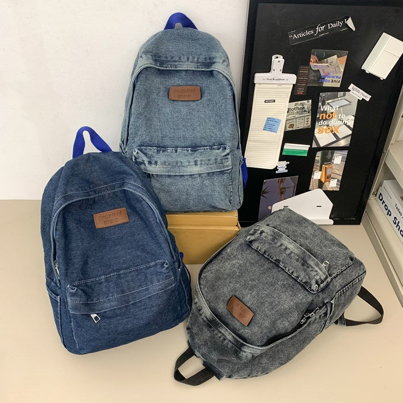 Denim Casual Backpack LoungeYard — product view 4