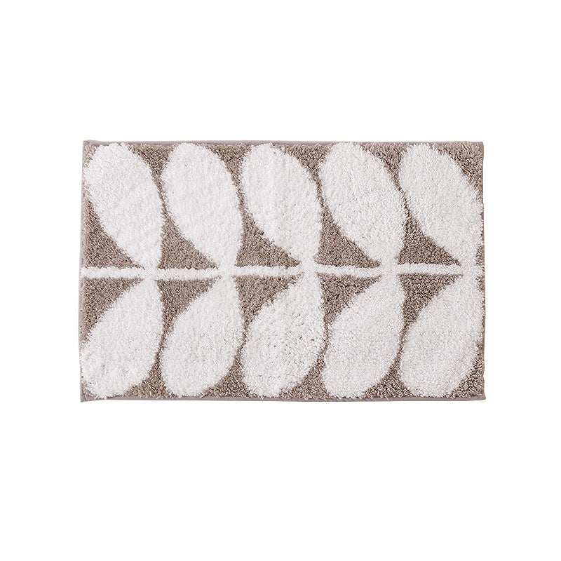 Fluffy bath mat in a graphic wave relief with anti-slip base LoungeYard — product view 5