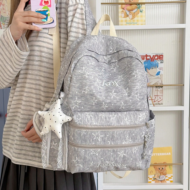 Star-Embellished Multi-Pocket Backpack LoungeYard — product view 1