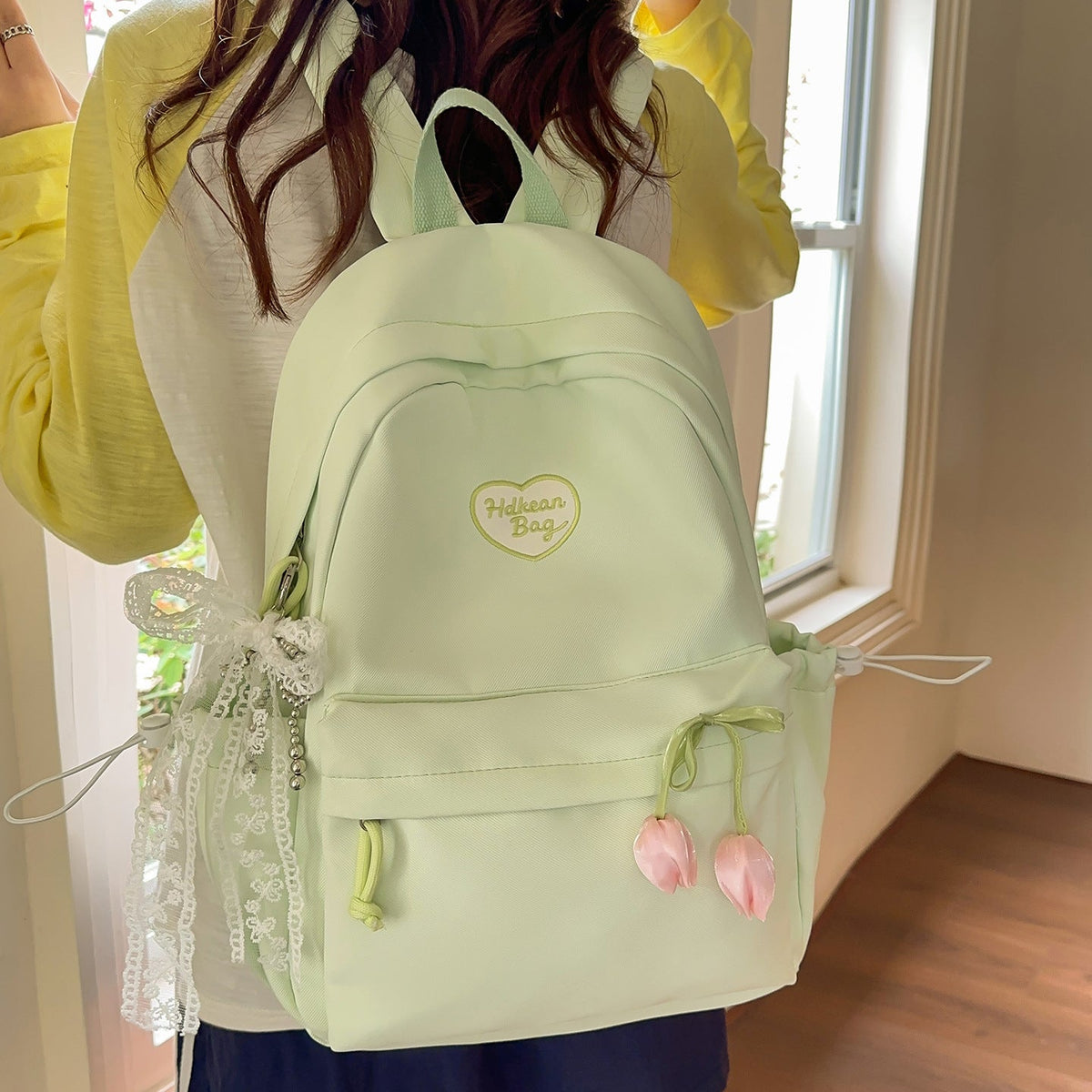Floral-Embellished Casual Backpack LoungeYard — product view 2