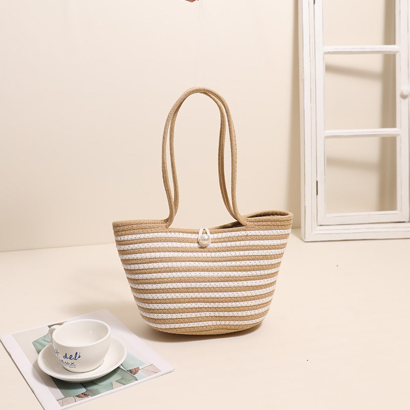 Trendy Basket Bag with Stylish Striped Pattern LoungeYard — product view 3