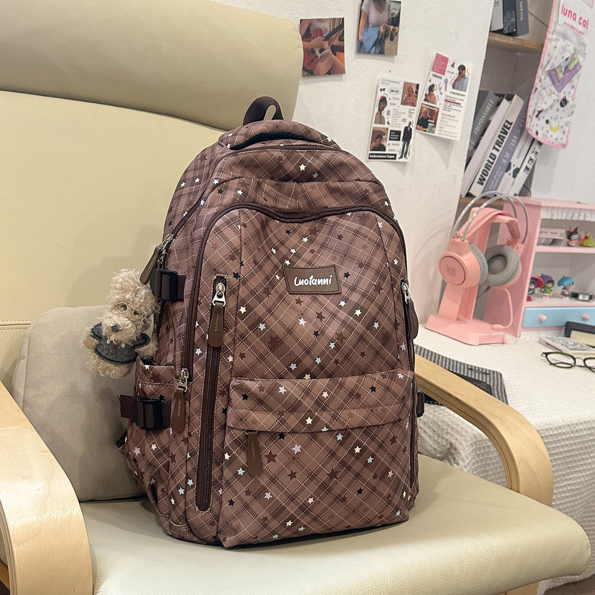 Stylish Plaid Design School Backpack LoungeYard — product view 7