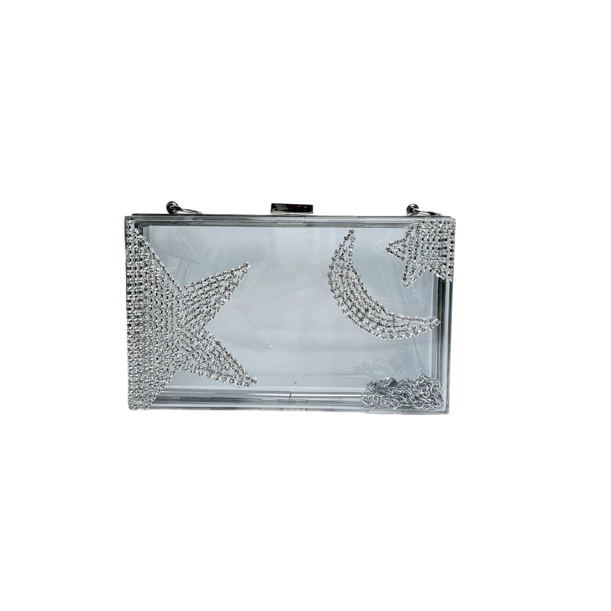 Glamorous Clear Rhinestone-Detail Clutch — product view 5
