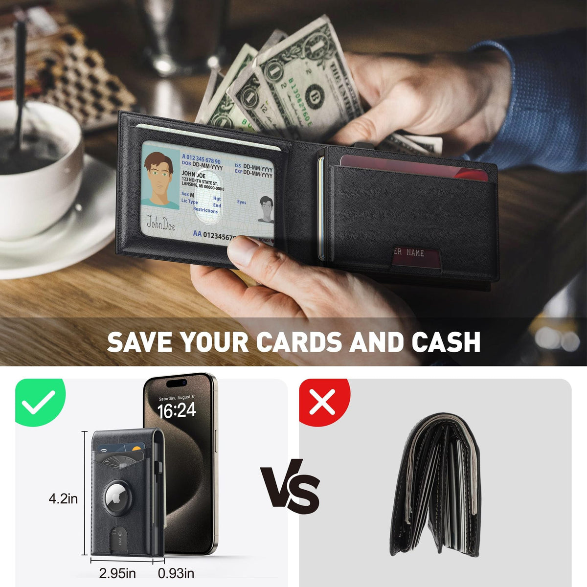 RFID Blocking Leather Wallet LoungeYard — product view 4