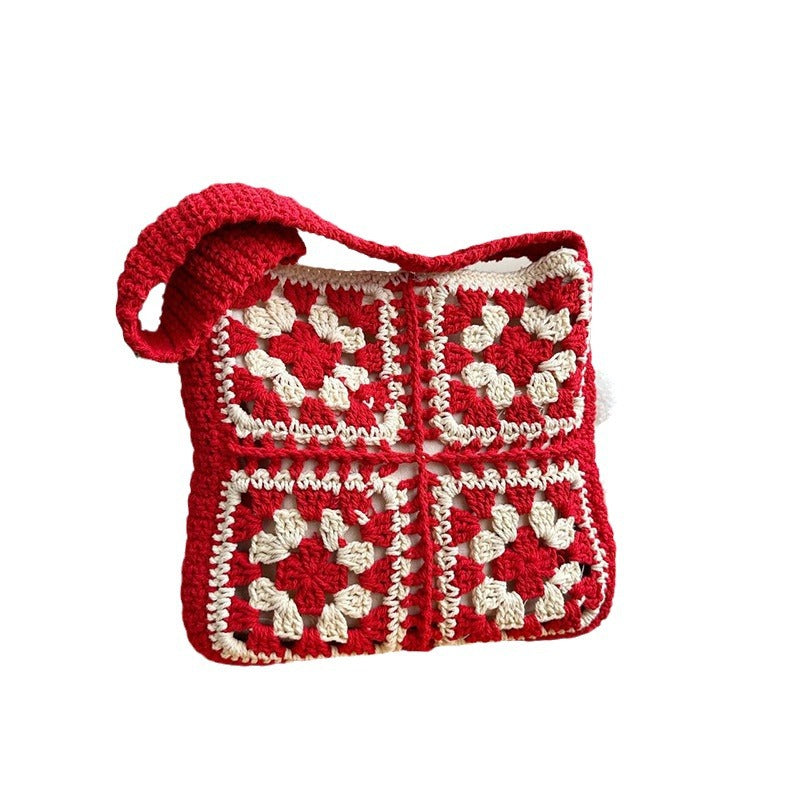 Crocheted shoulder bag with folkloric design LoungeYard — product view 5