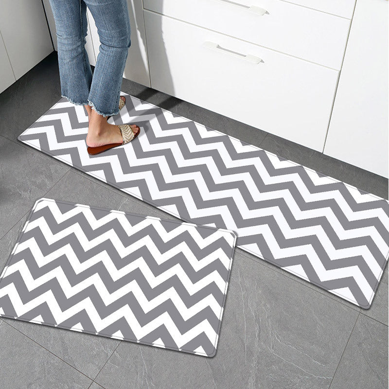 Modern Chevron Pattern Kitchen Mat Set Bowlift — product view 2