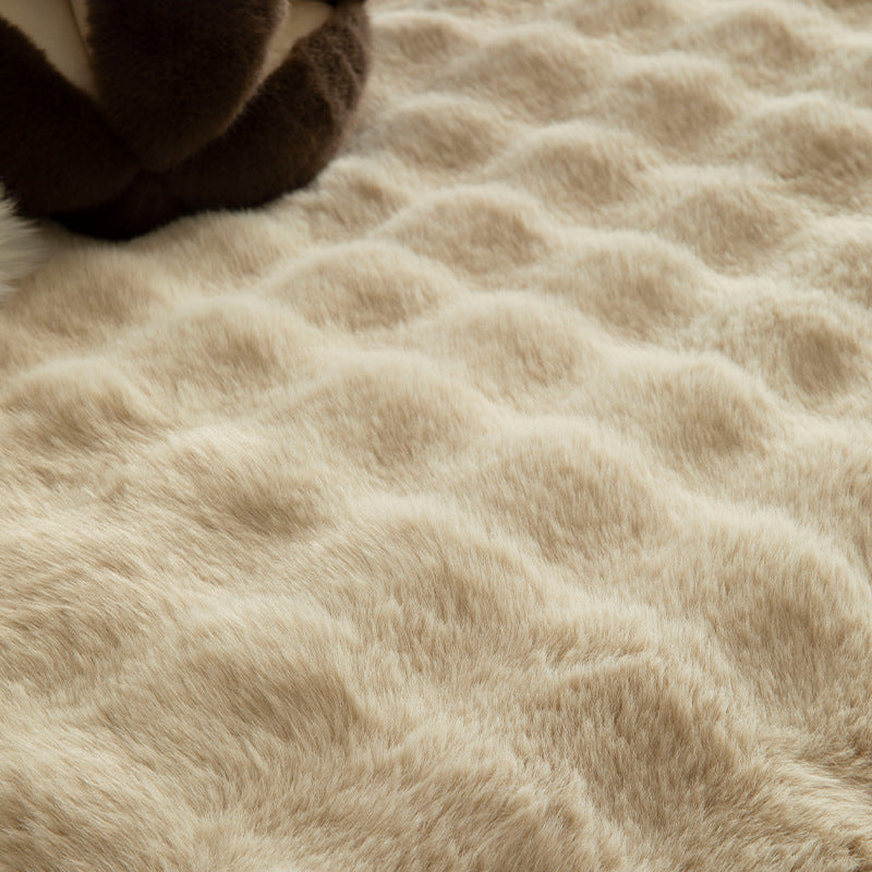 Soft microfiber bathroom runner with wavy edge and non-slip underside LoungeYard — product view 3
