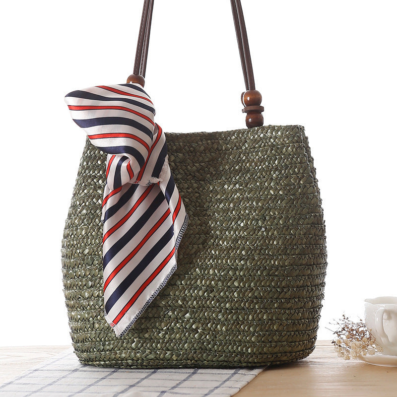 Braided handbag with stylish striped scarf LoungeYard — product view 7