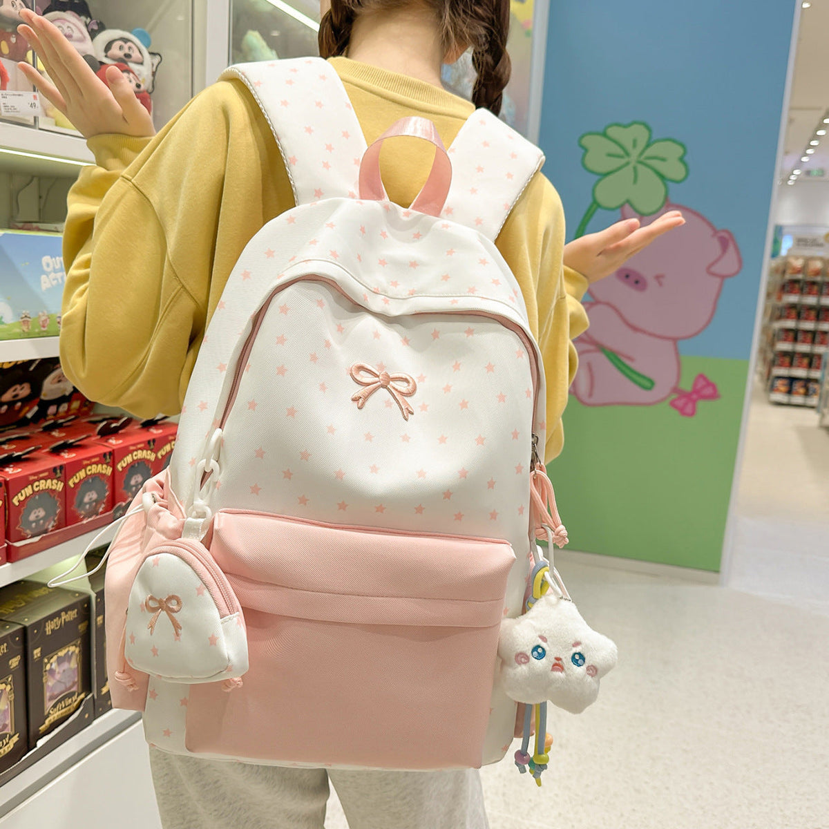 Playful Bow-Embellished Backpack LoungeYard — product view 3