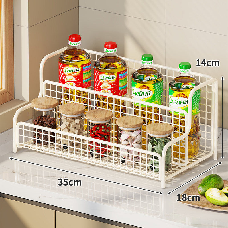 Double-Tier Countertop Metal Wire Kitchen Organizer Rack for Bottles and Spices — product view 4