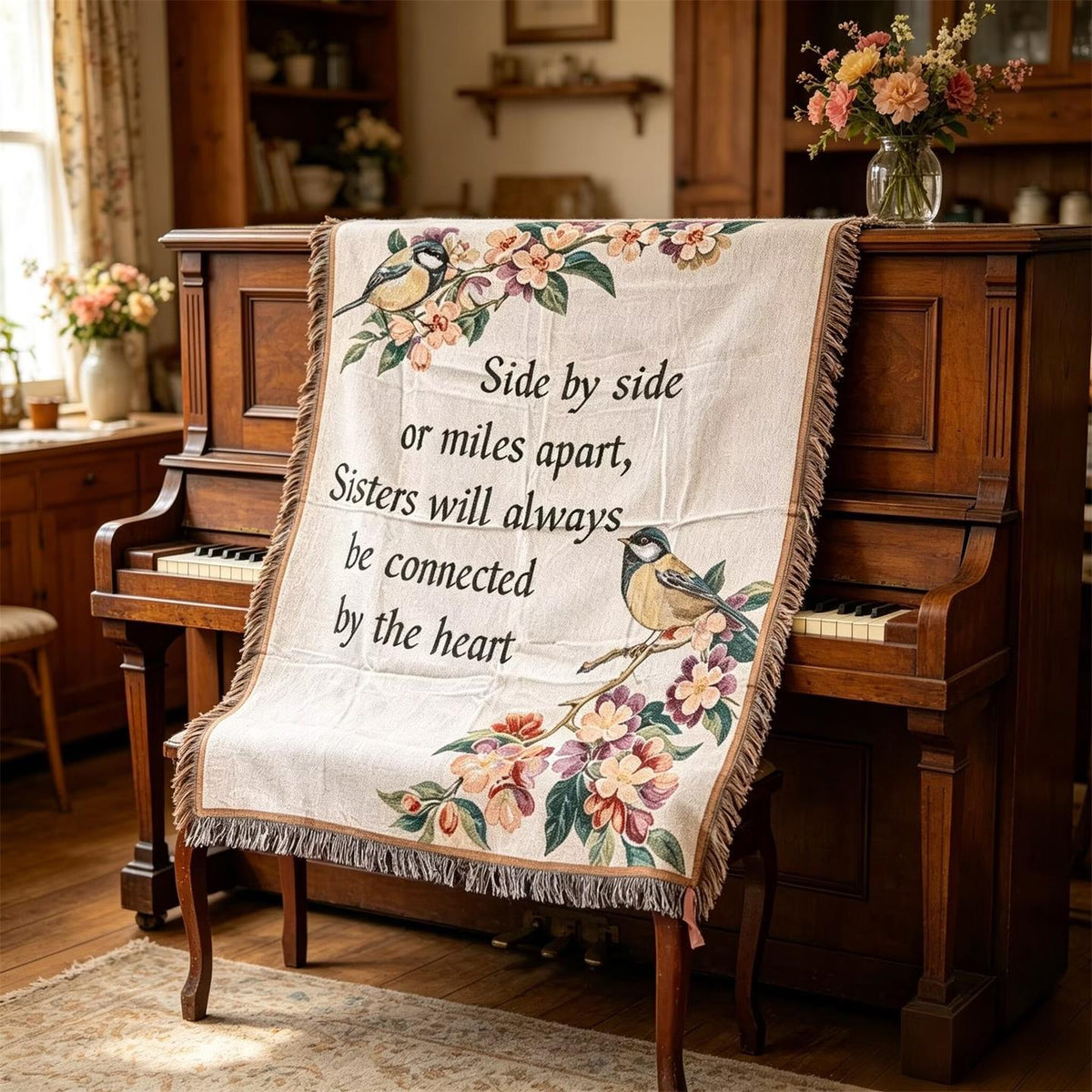 Warm Embroidered Inspirational Throw Blanket — product view 3