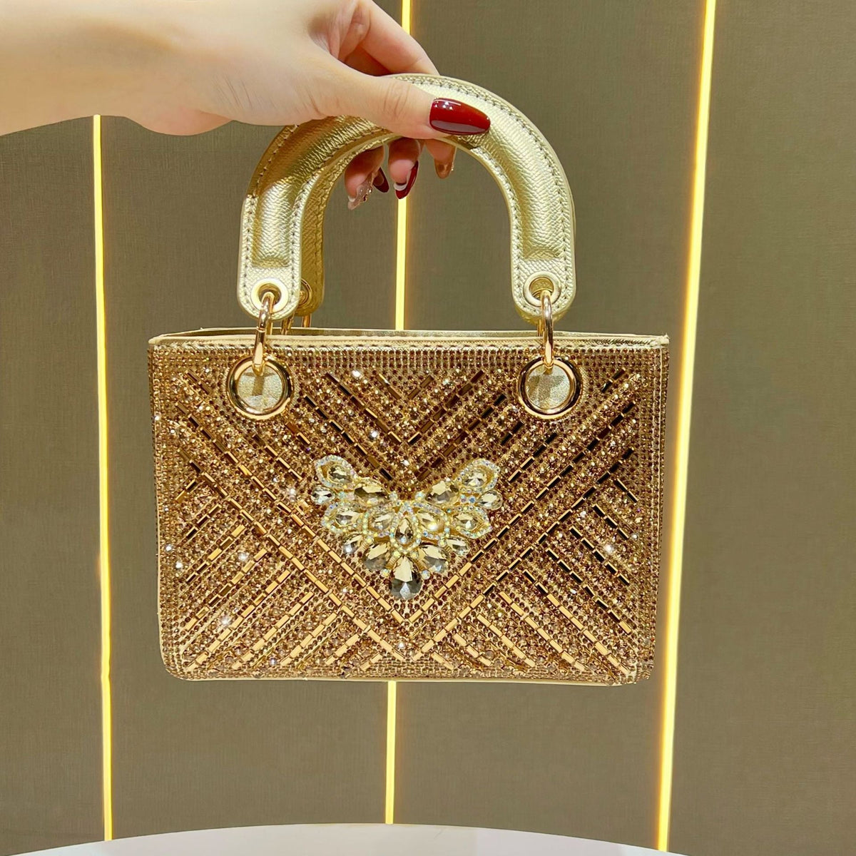 Ornate Crystal-Embellished Handheld Clutch — product view 6