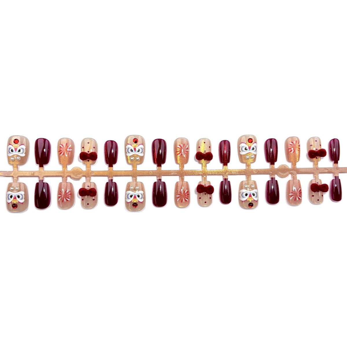 Artistic Red-Themed Press-On Nail Art Set — product view 3