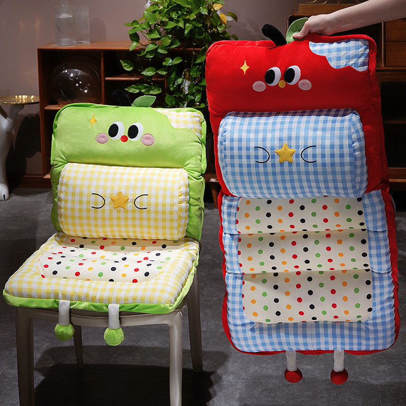 Padded child seat cushion with high backrest and removable neck roll — product view 2