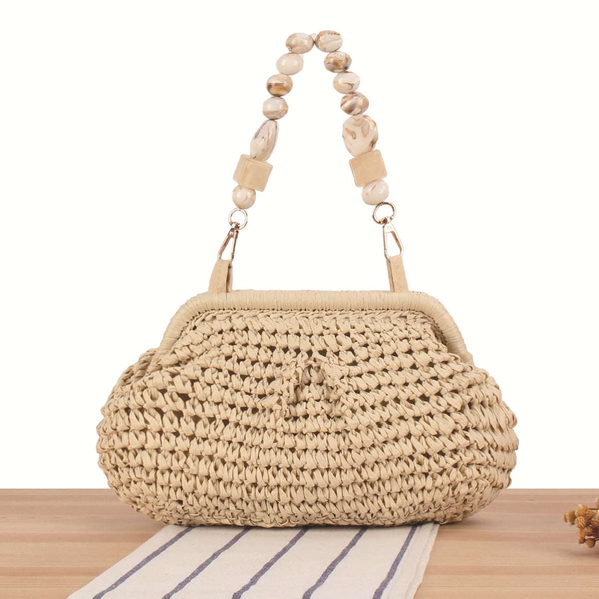 Handbag with Decorative Wooden Handles LoungeYard — product view 6