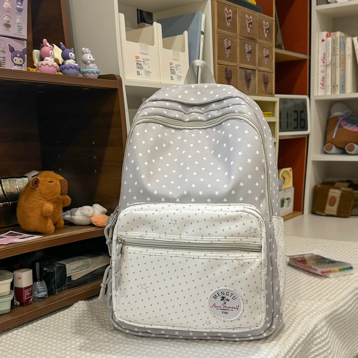 Whimsical Star-Patterned School Backpack LoungeYard — product view 7