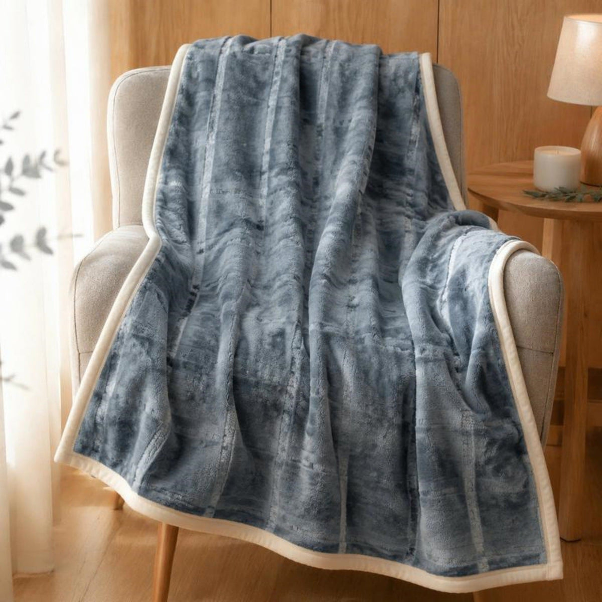 Textured Reversible Fleece Throw Blanket LoungeYard — product view 4