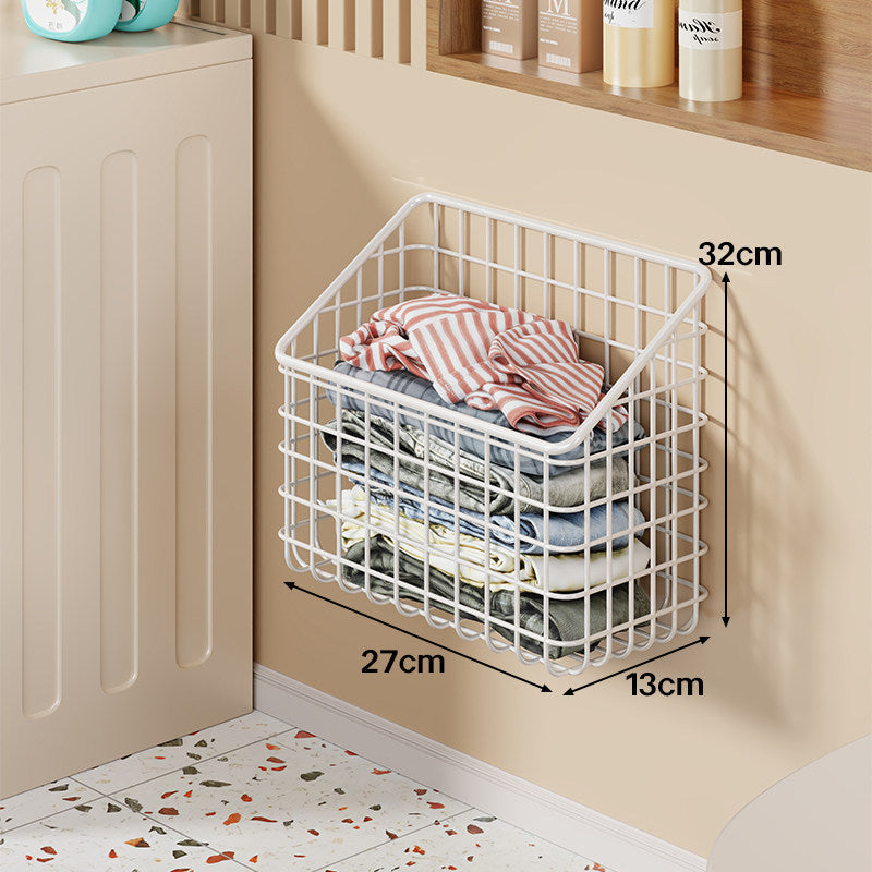 Wall-Mounted Wire Mesh Laundry Storage Basket with Slanted Open Top — product view 3